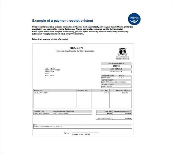 Electronic Payment Receipt Template
