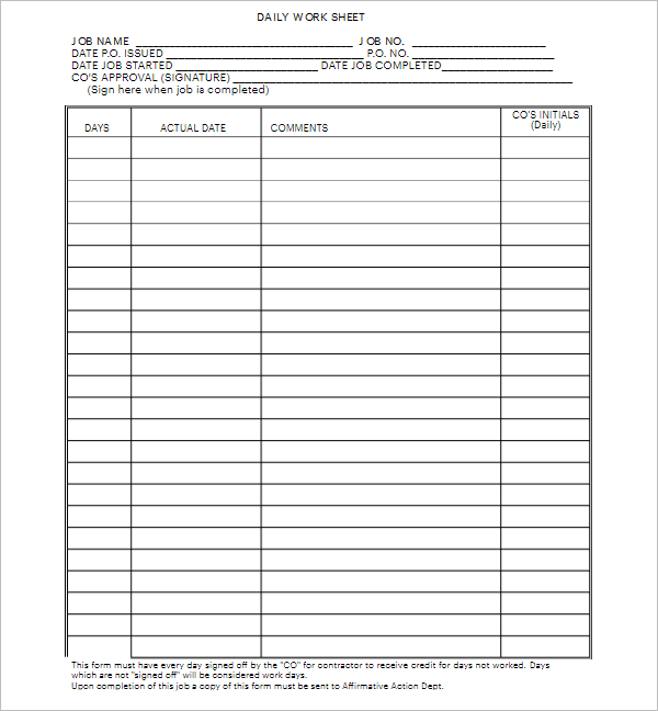 Employee Daily Log Template