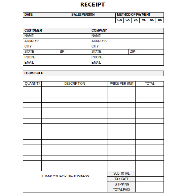 Example Of Medical Receipt Template