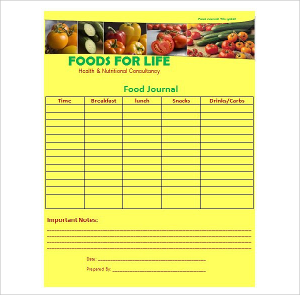 Food Journal Template Free