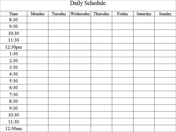 Free Daily Itinerary Template PDF