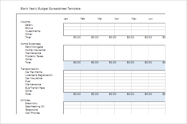 Free Yearly Budget Template