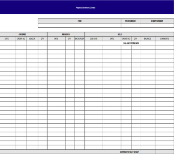 Inventory Control Template Excel Template