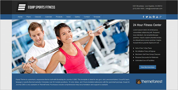 Joomla Fitness Center Template