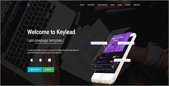 Material Design Landing Page Template