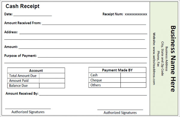Money Receipt Sample PDF