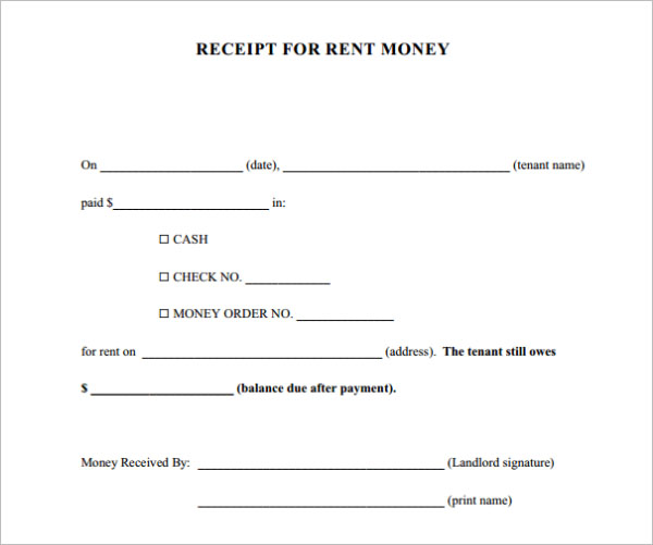 Money Receipt Template PDF