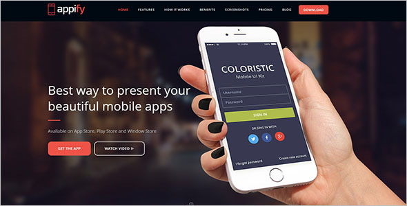 One Page App Landing Page Template