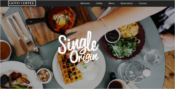 One Page Cafe Website Template