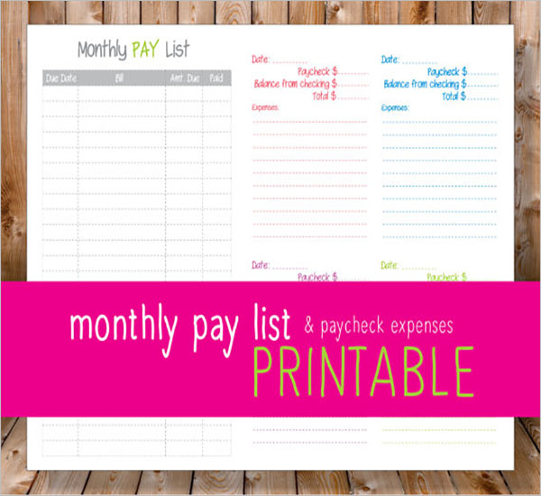 Printable Expense Sheet Template