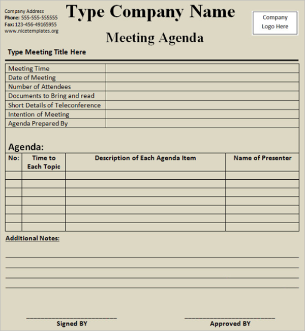 20+ Meeting Itinerary Templates Word, Excel Format Samples