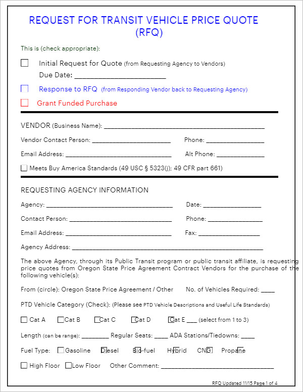 Request For Quotation Template