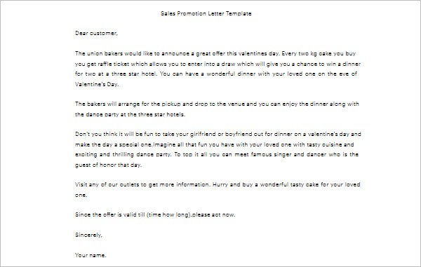 Sales Promotion Letter Template