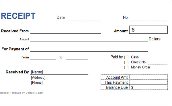 Sample Format Money Receipt