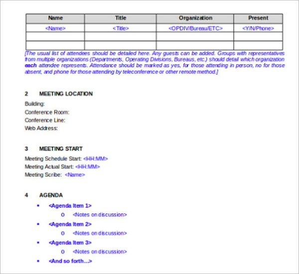 20+ Meeting Itinerary Templates Word, Excel Format Samples