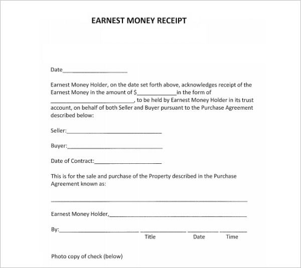 Sample Money Receipt Template