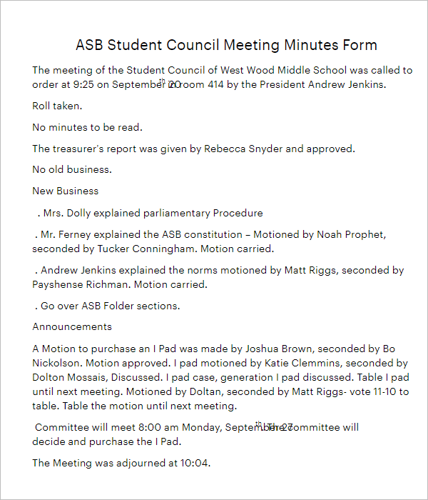 18+ School Meeting Minutes Templates PDF, Doc, Sample Examples
