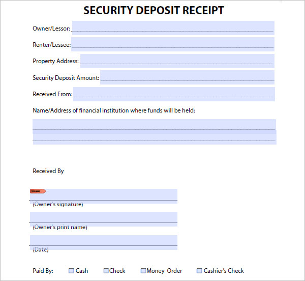 Security Deposit Receipt Template