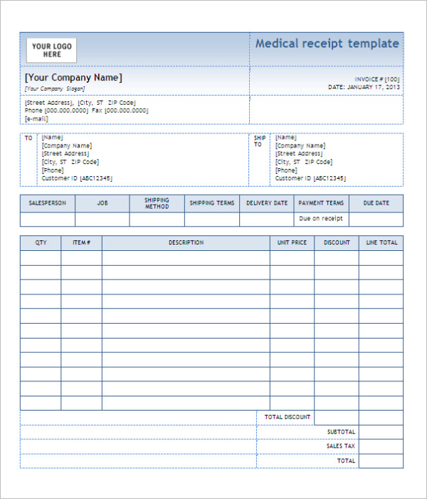 Simple Medical Receipt Format
