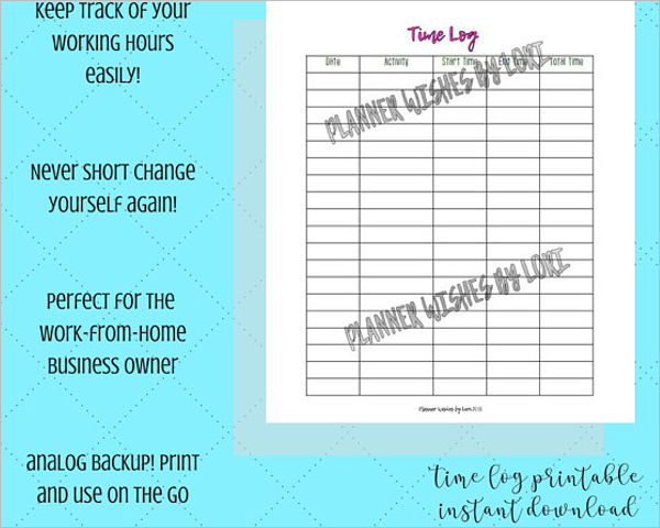 Time Planning Log Template