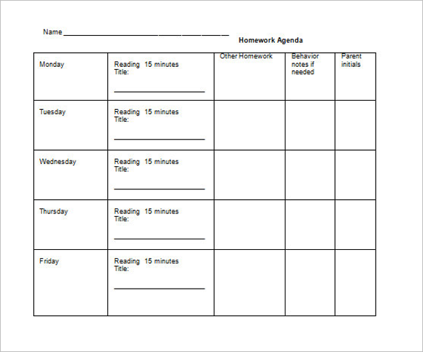 14+ Homework Agenda Templates Free Word, Doc, PDF Formats