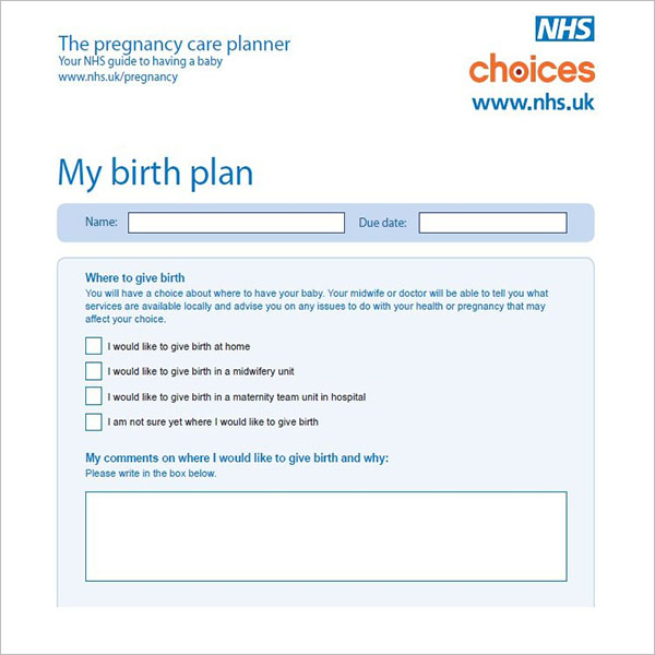 Best Birth Plan Template