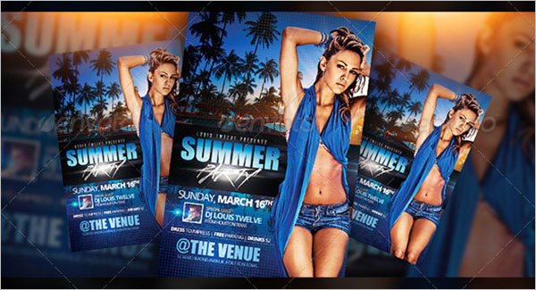 Clean Summer Party Flyer Template