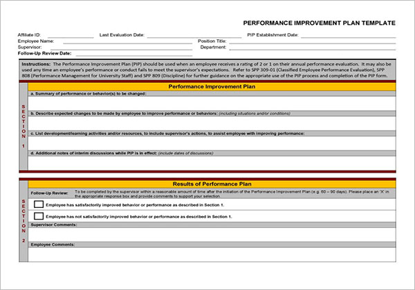 Download Performance Improvement Plan Template