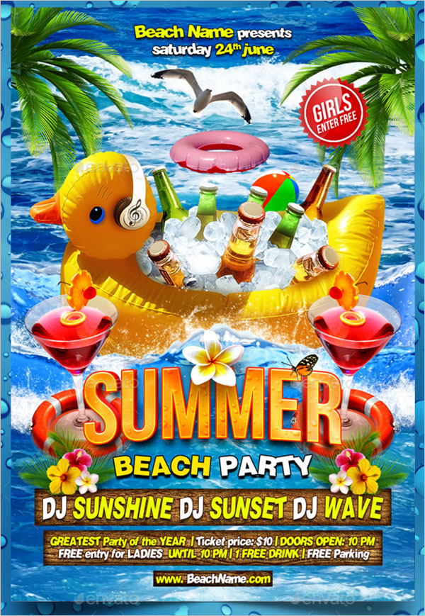 Flyer Template For Summer Beach Party