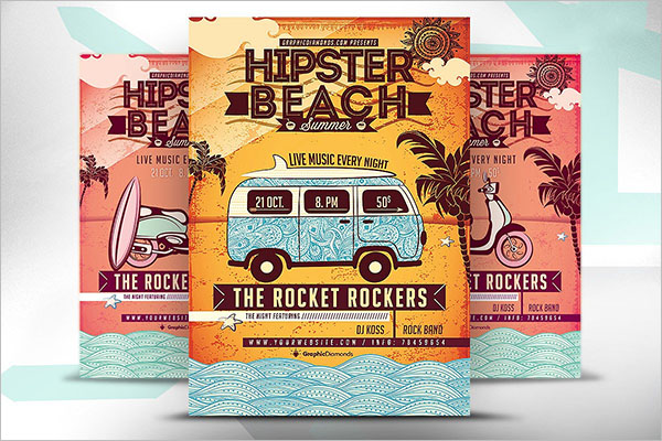 Hipster Summer Party Flyer Template