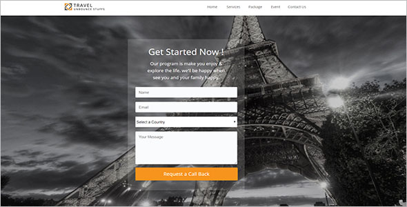 Landing Page Template For Tours & Travel
