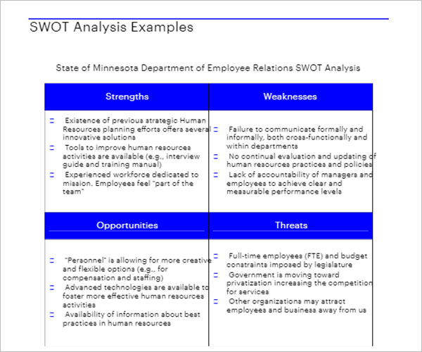 New Employee SWOT Analysis Template