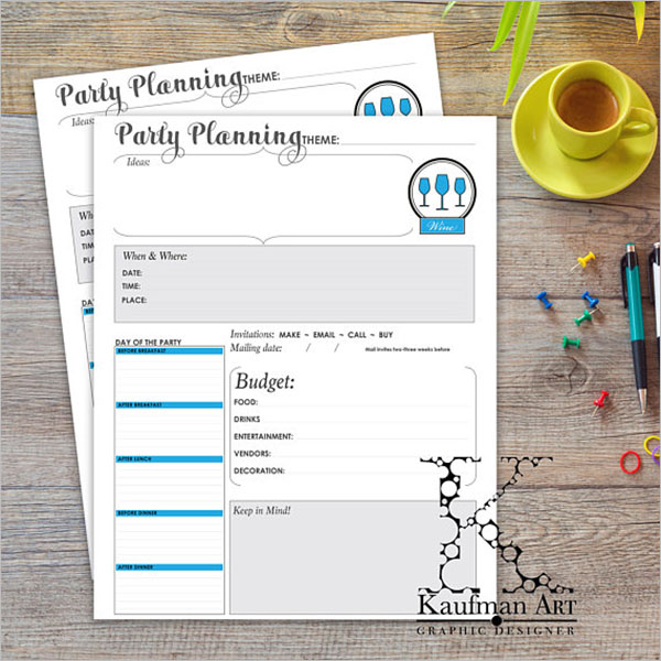 Party Planning Worksheet Template