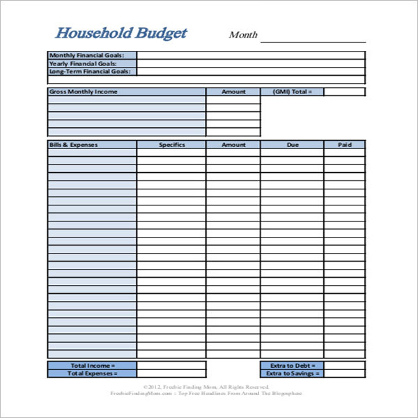 Personal Budget Spreadsheet Template