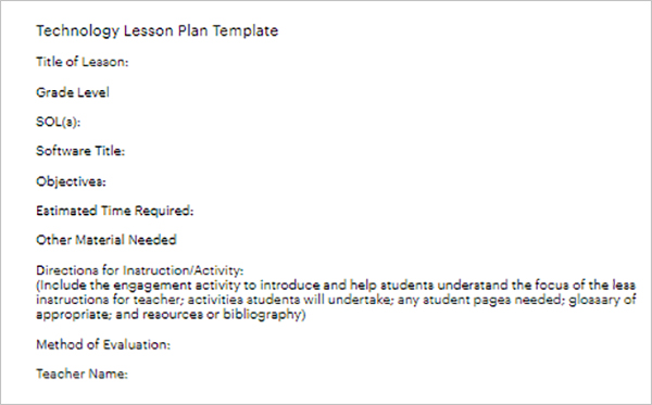 Printable Lesson Plan Template Word