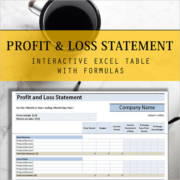 Profit & Loss Statement Excel Template