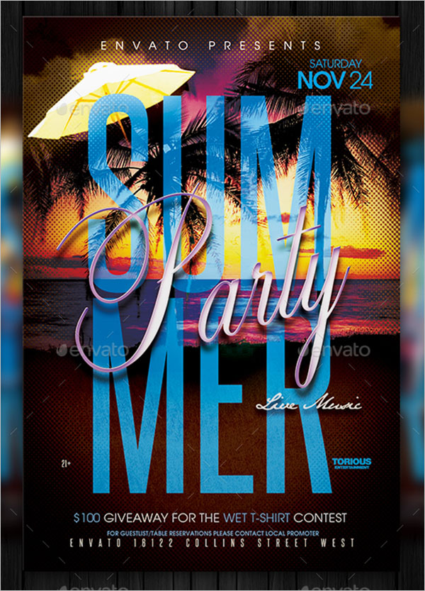 Simple Summer Party Flyer Template