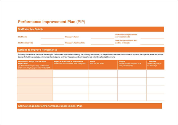 Staff Performance Development Plan Template