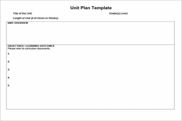 Unit Plan Sample Format