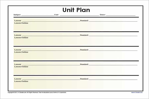 Unit Plan Template Word