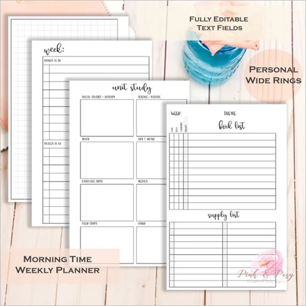 Weekly Planner Unit Template