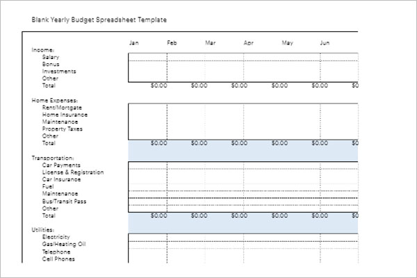 Yearly Budget Template Excel