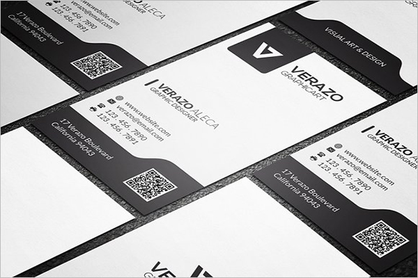 Black & White QR Code Business Card Template