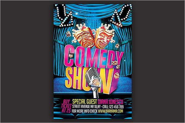 Comedy Show Flyer PSD Template