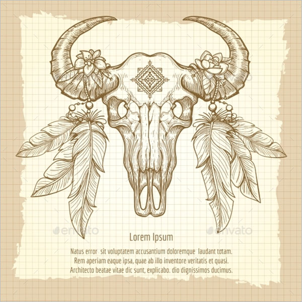Hand Drawn Buffalo Skull Poster
