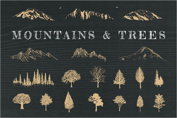 Hand-Drawn Mountains Design