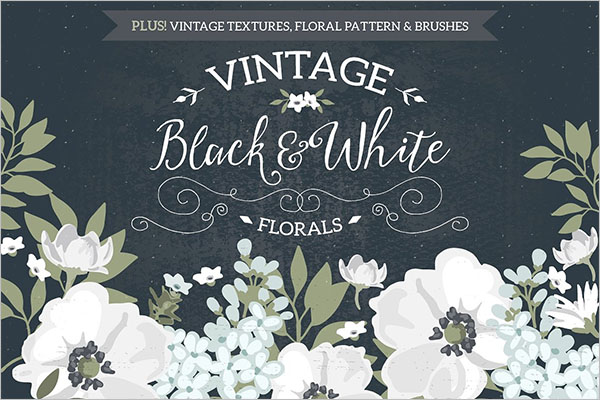 Vintage Black & White Florals