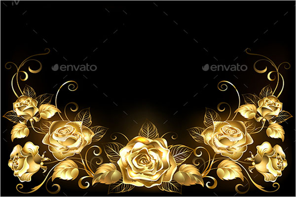 Black Background with Gold Roses
