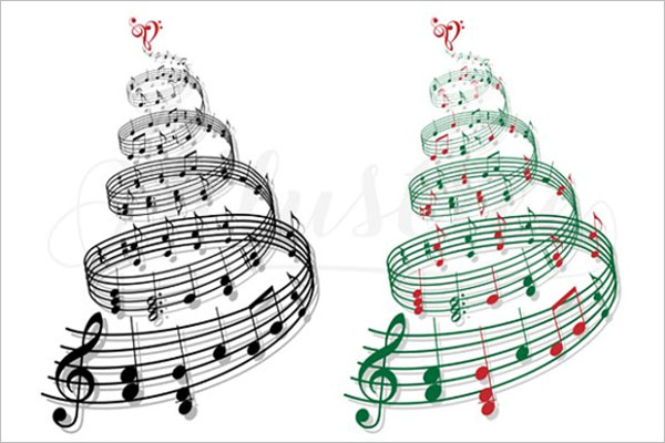 Christmas Tree with Music Notes