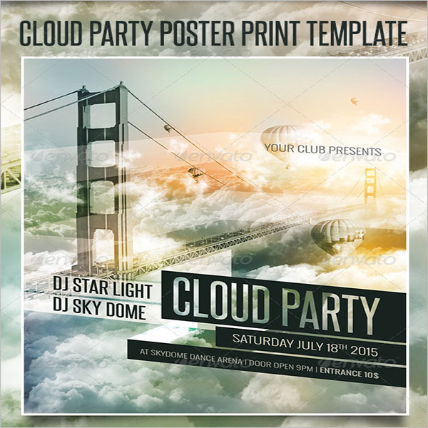 Cloud Dance Party Poster Print Template